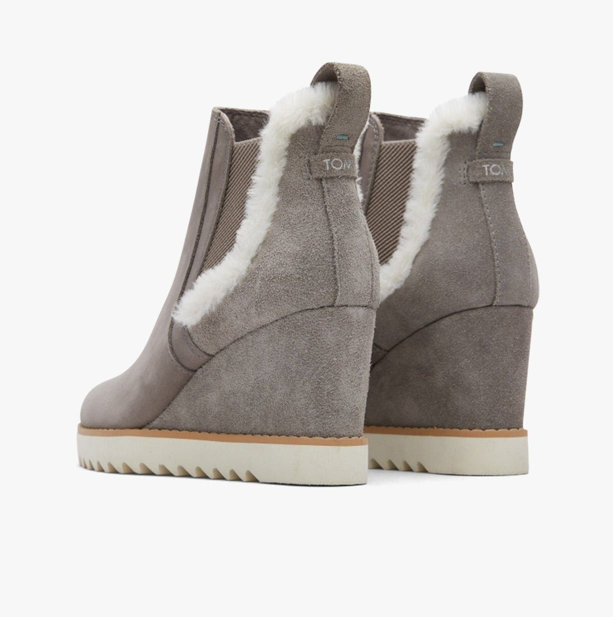 TOMS MADDIE Womens Slip-On Wedge Boots Grey