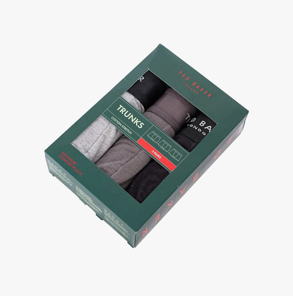 Ted Baker 3-Pack Cotton Trunks Mens Grey/Heather/Black