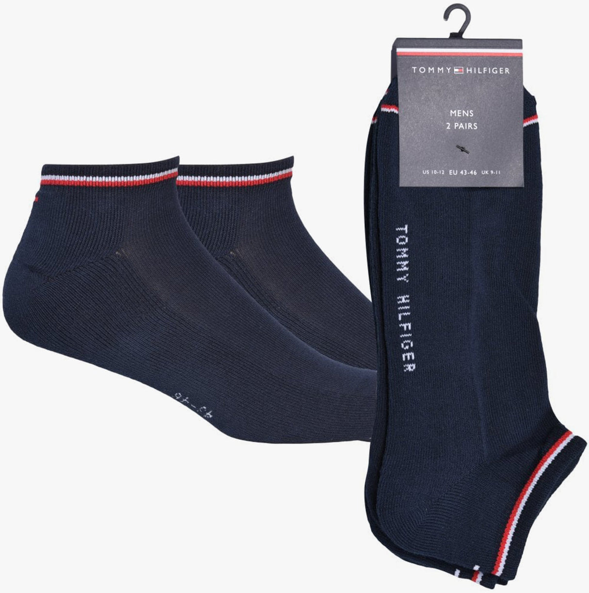 Tommy Hilfiger 2 Pack Iconic Mens Ankle Sport Socks Dark Navy