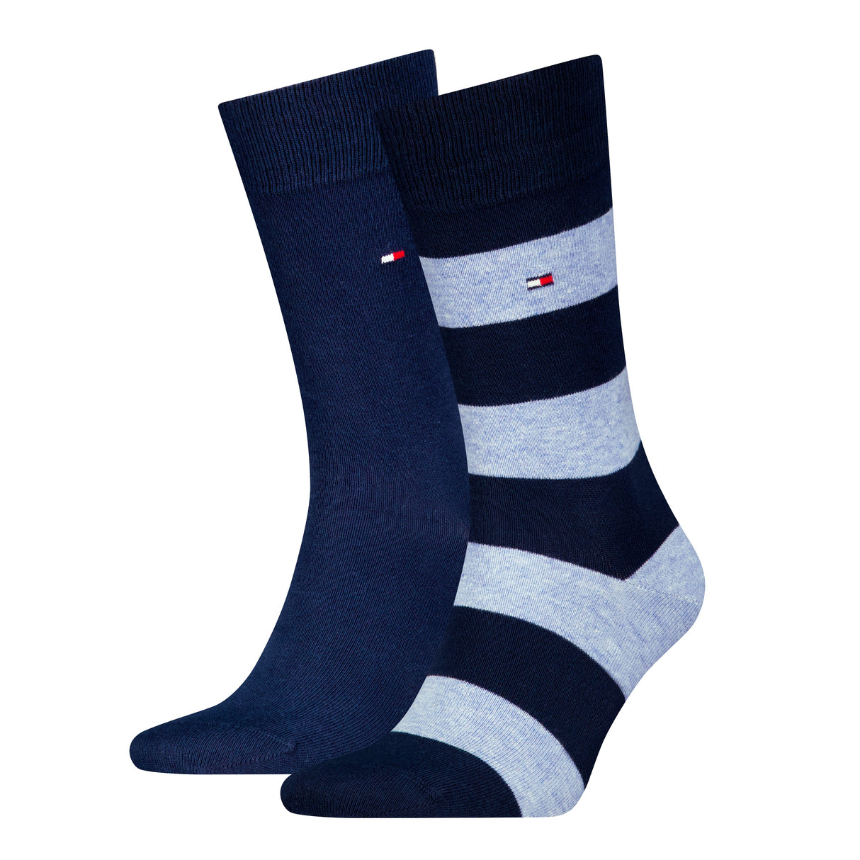 Tommy Hilfiger 2 Pack Mens Crew Stripe Socks Light Blue