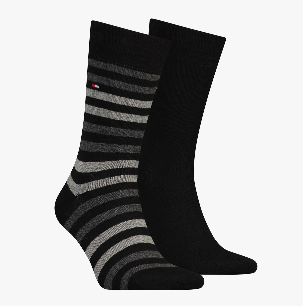 Tommy Hilfiger 2 Pack Mens Crew Stripe Socks Black