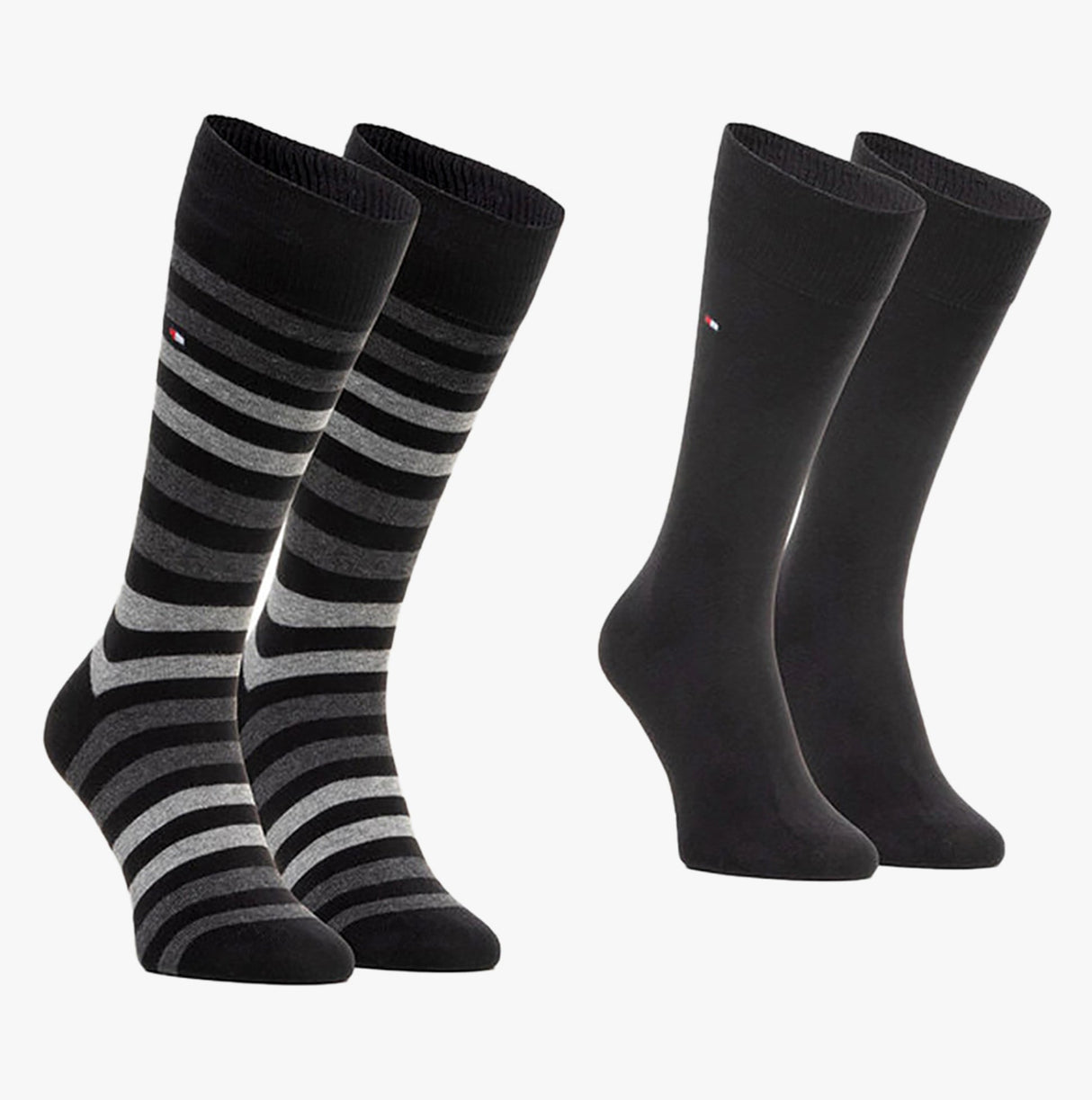 Tommy Hilfiger 2 Pack Mens Crew Stripe Socks Black