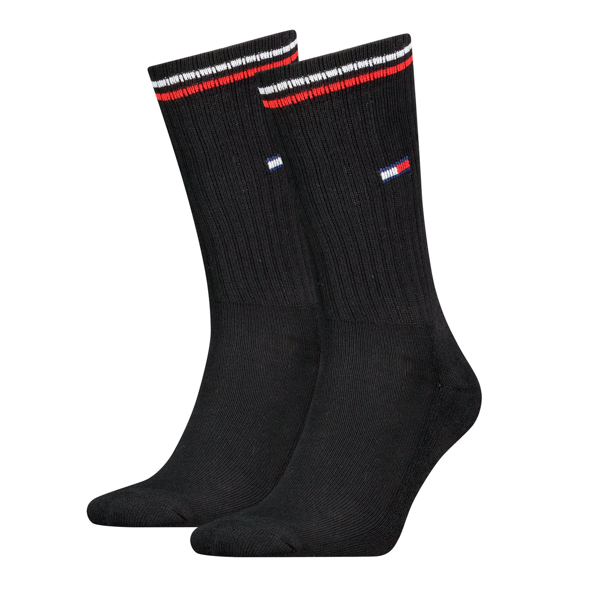 Tommy Hilfiger 2 Pack Trainer Mens Crew Socks Black