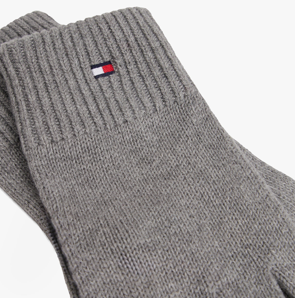 Tommy Hilfiger Mens Flag Embroidery Gloves With Cashmere Grey
