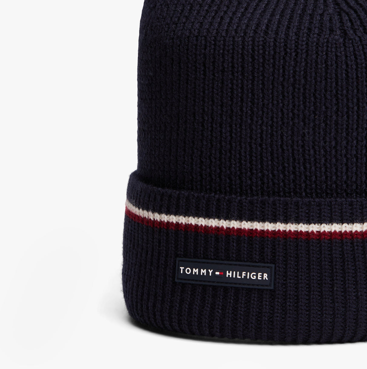 Tommy Hilfiger Signature Tape Mens Wool Beanie Blue