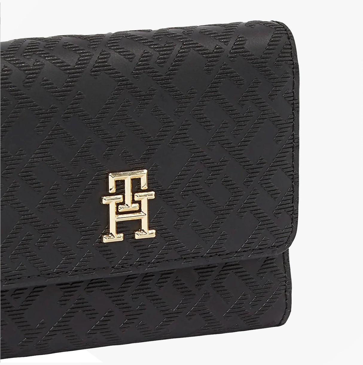 Tommy Hilfiger Womens Monogram Trifold Wallet Black