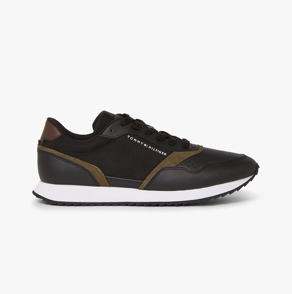 Tommy Hilfiger LEATHER SERRATED RUNNER Mens Trainers Black