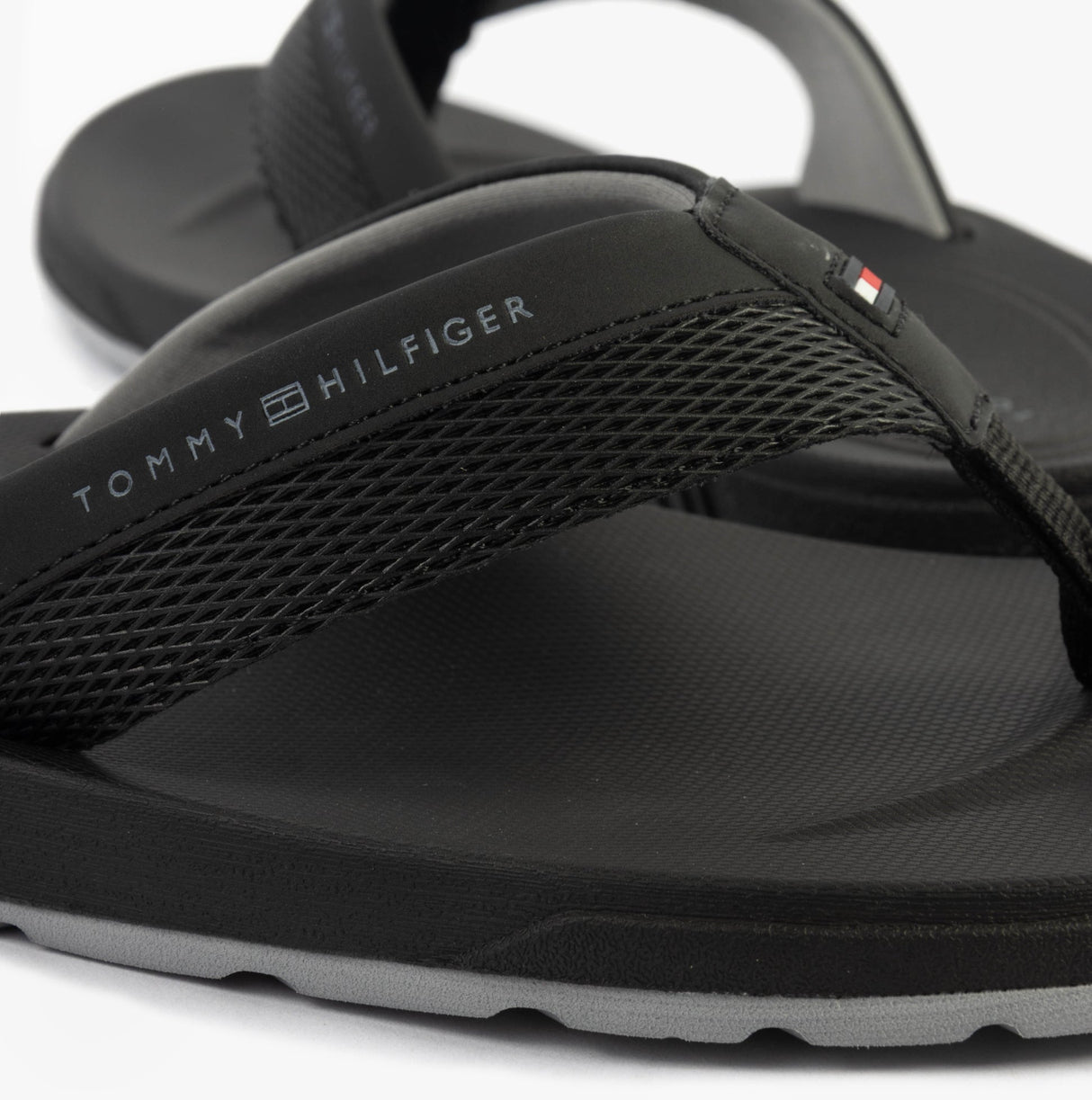 Tommy Hilfiger CONTRAST TEXTURE Mens Flip Flops Black
