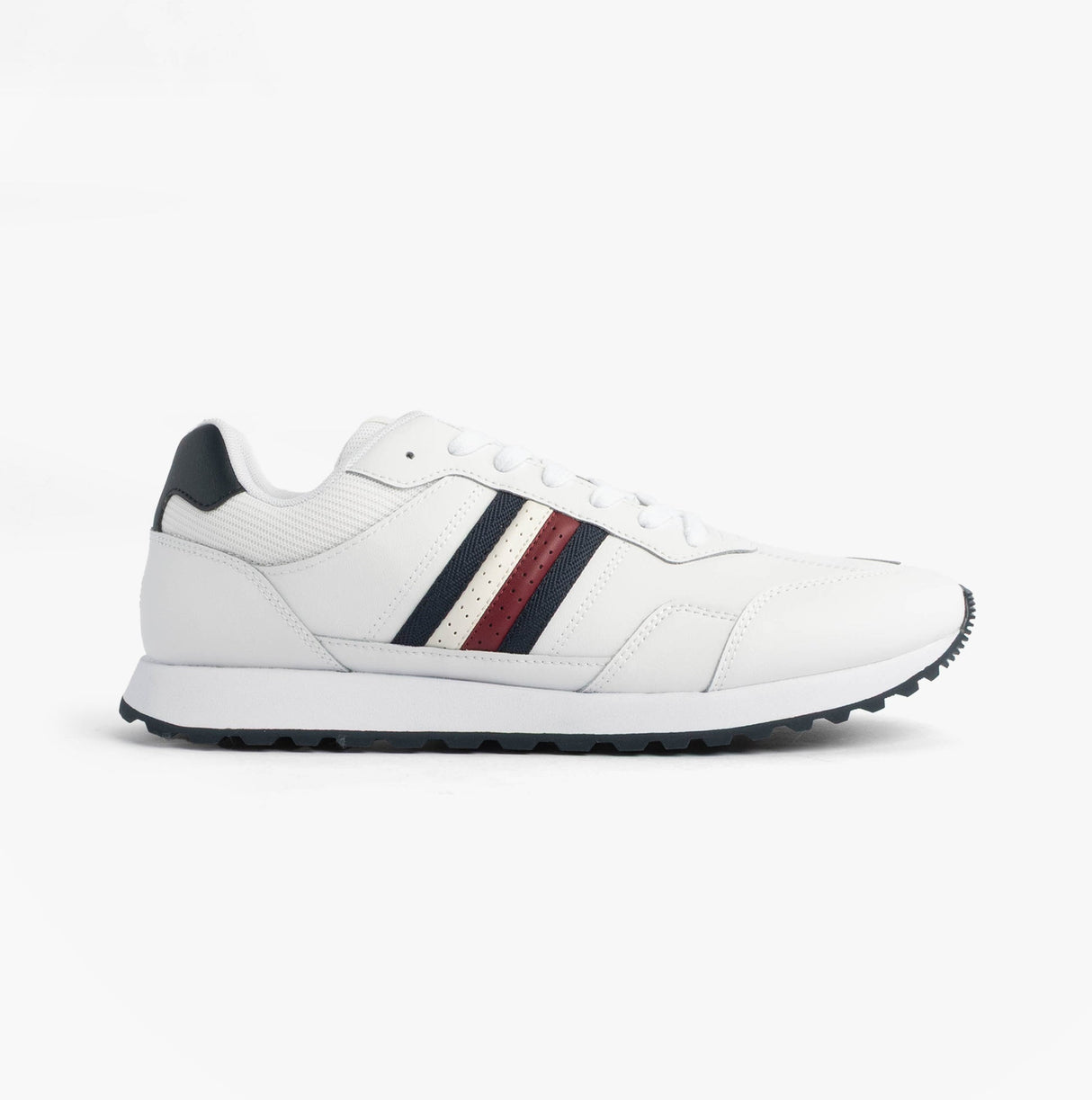 Tommy Hilfiger Mens Signature Tape Cleat Leather Trainers White