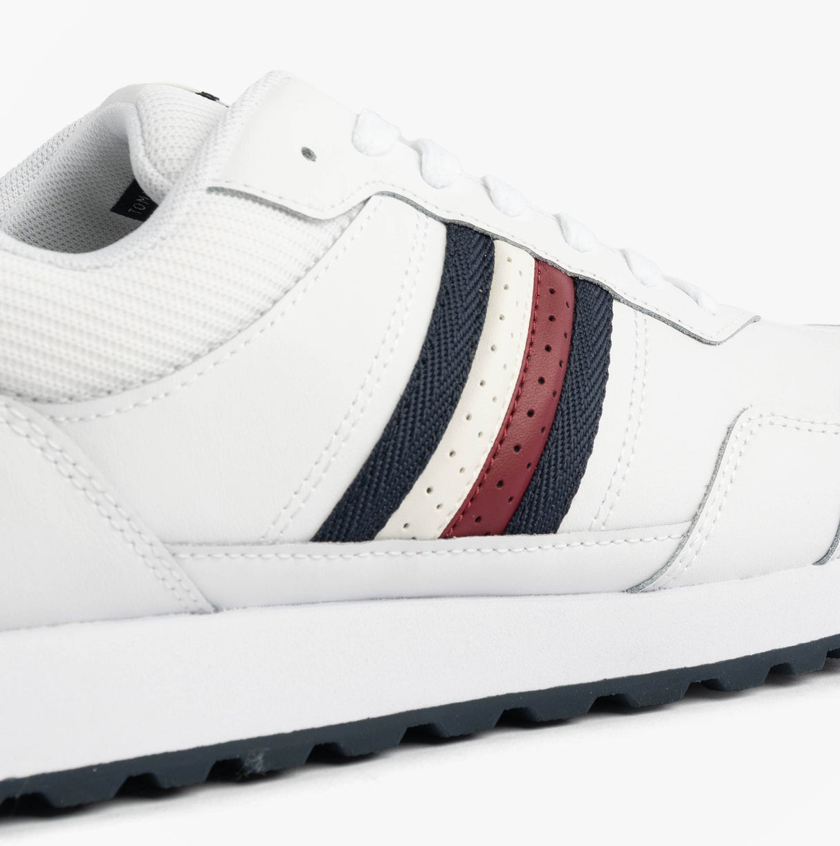 Tommy Hilfiger Mens Signature Tape Cleat Leather Trainers White