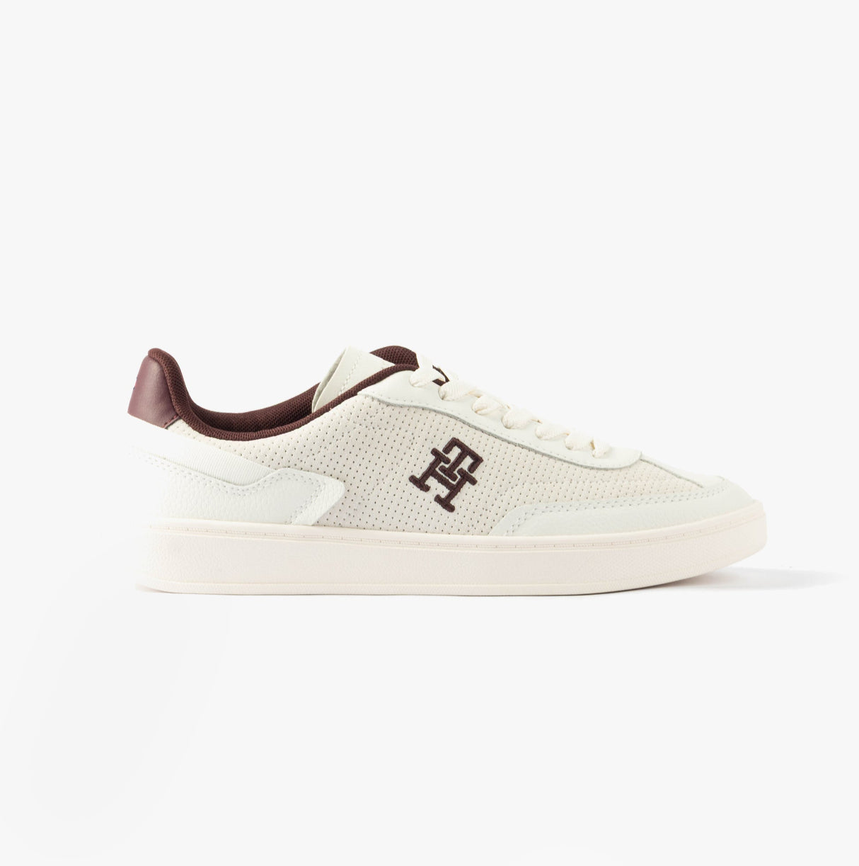 Tommy Hilfiger TH HERITAGE SNEAKER Womens Trainers White/Burgundy Velvet