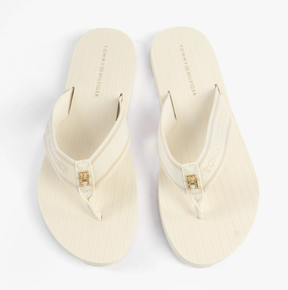 Tommy Hilfiger STRIPES LOGO Womens Flip-Flops Ivory