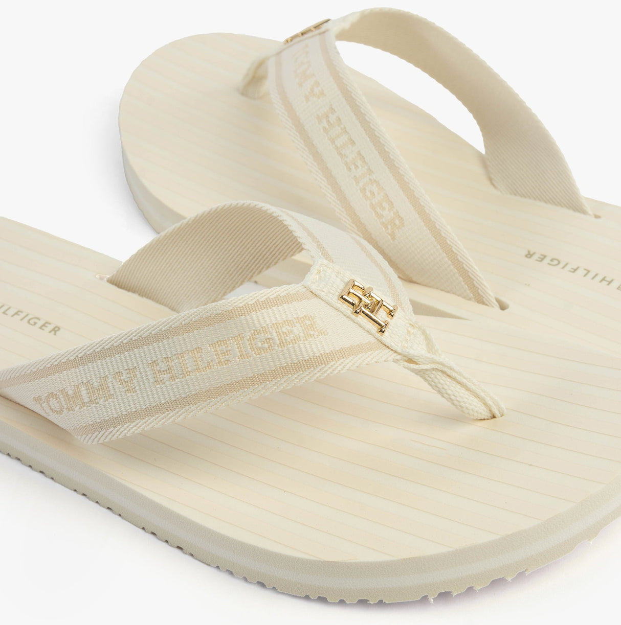 Tommy Hilfiger STRIPES LOGO Womens Flip-Flops Ivory