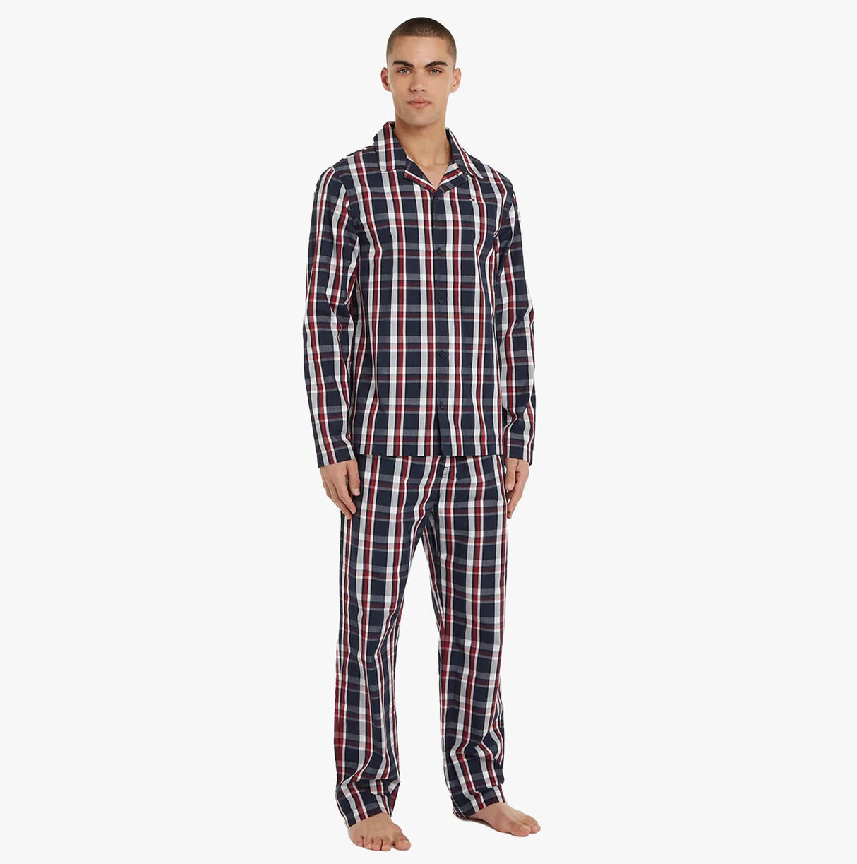 Tommy Hilfiger GLOBAL STRIPE Mens Long-Sleeve Pyjama Set Global Stp Check Desert Sky