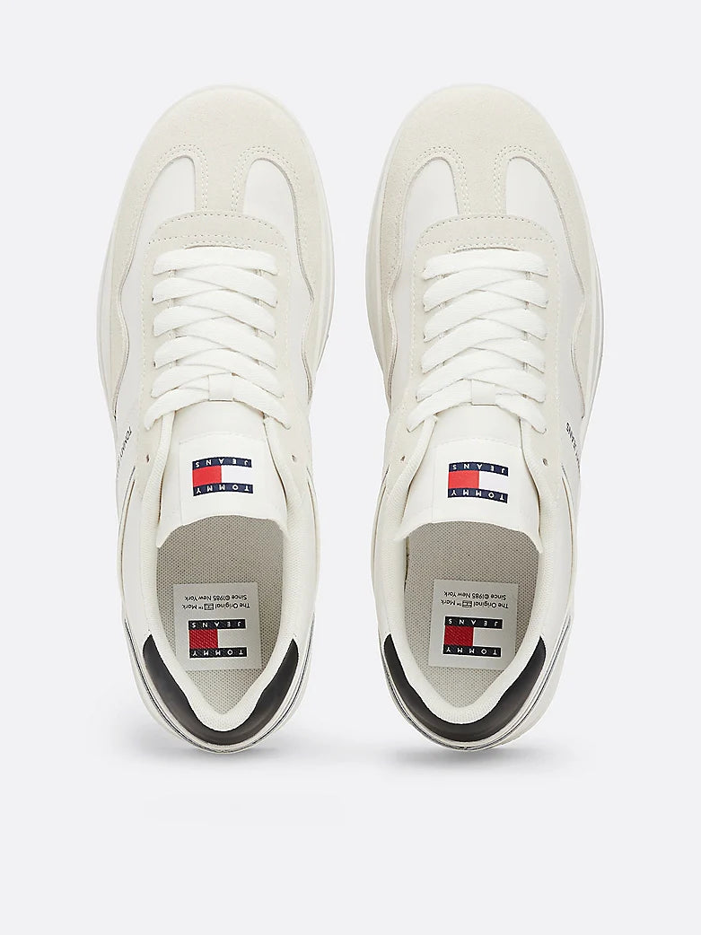 Tommy Hilfiger RETRO Suede Trainers Mens Ecru