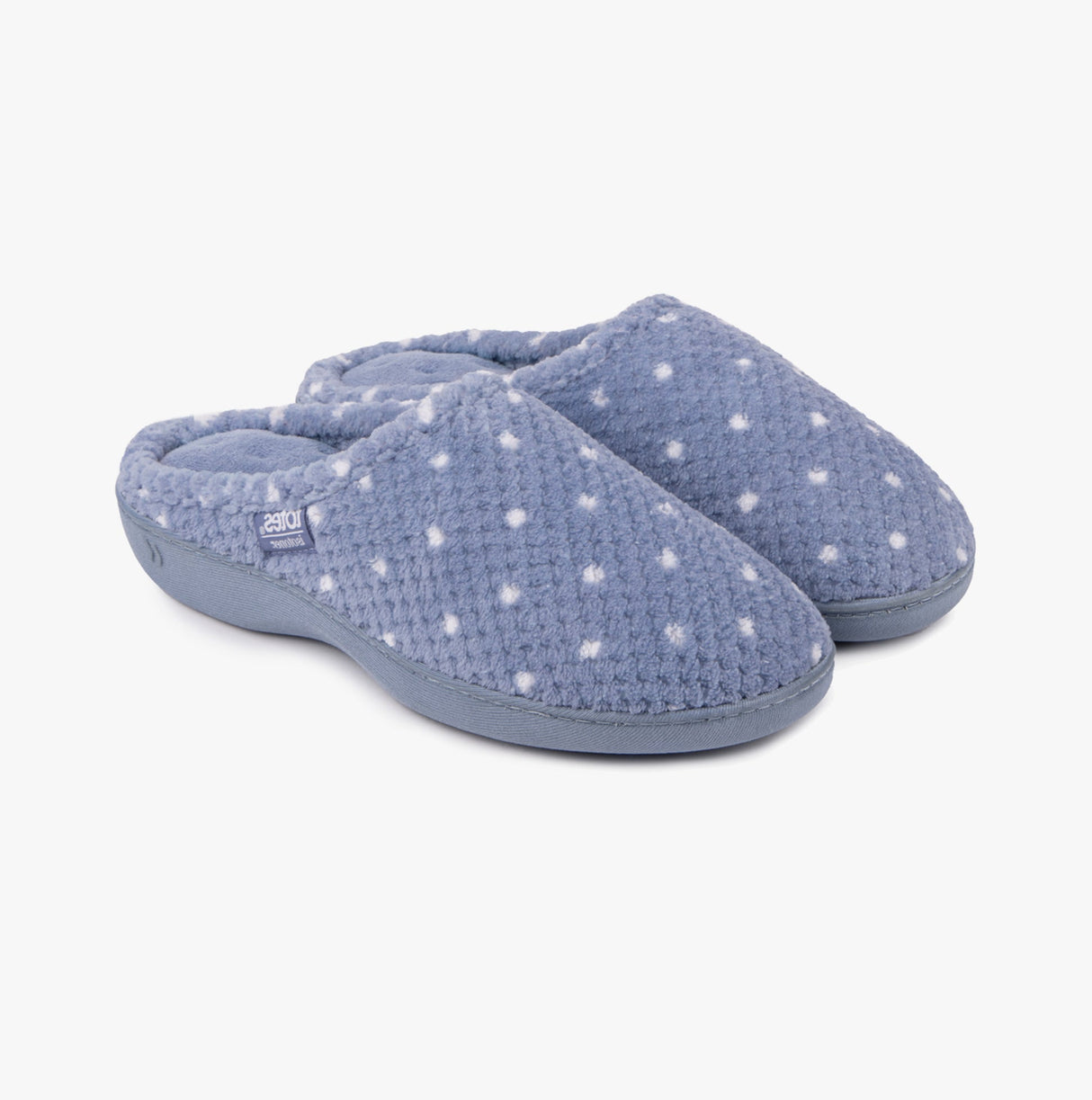 Totes Isotoner POPCORN TERRY Womens Mule Slippers Iris Blue Spot