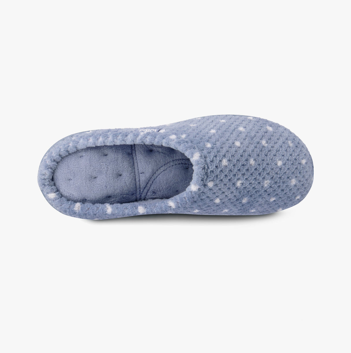 Totes Isotoner POPCORN TERRY Womens Mule Slippers Iris Blue Spot