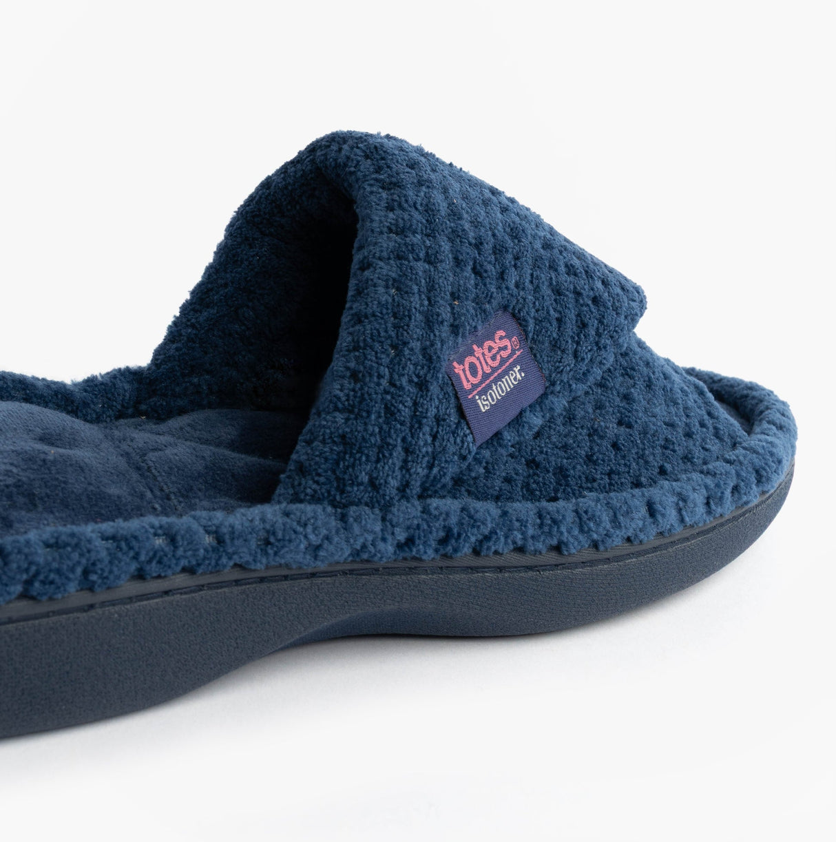 Totes Isotoner POPCORN TURNOVER OPEN TOE Womens Mule Slippers Navy