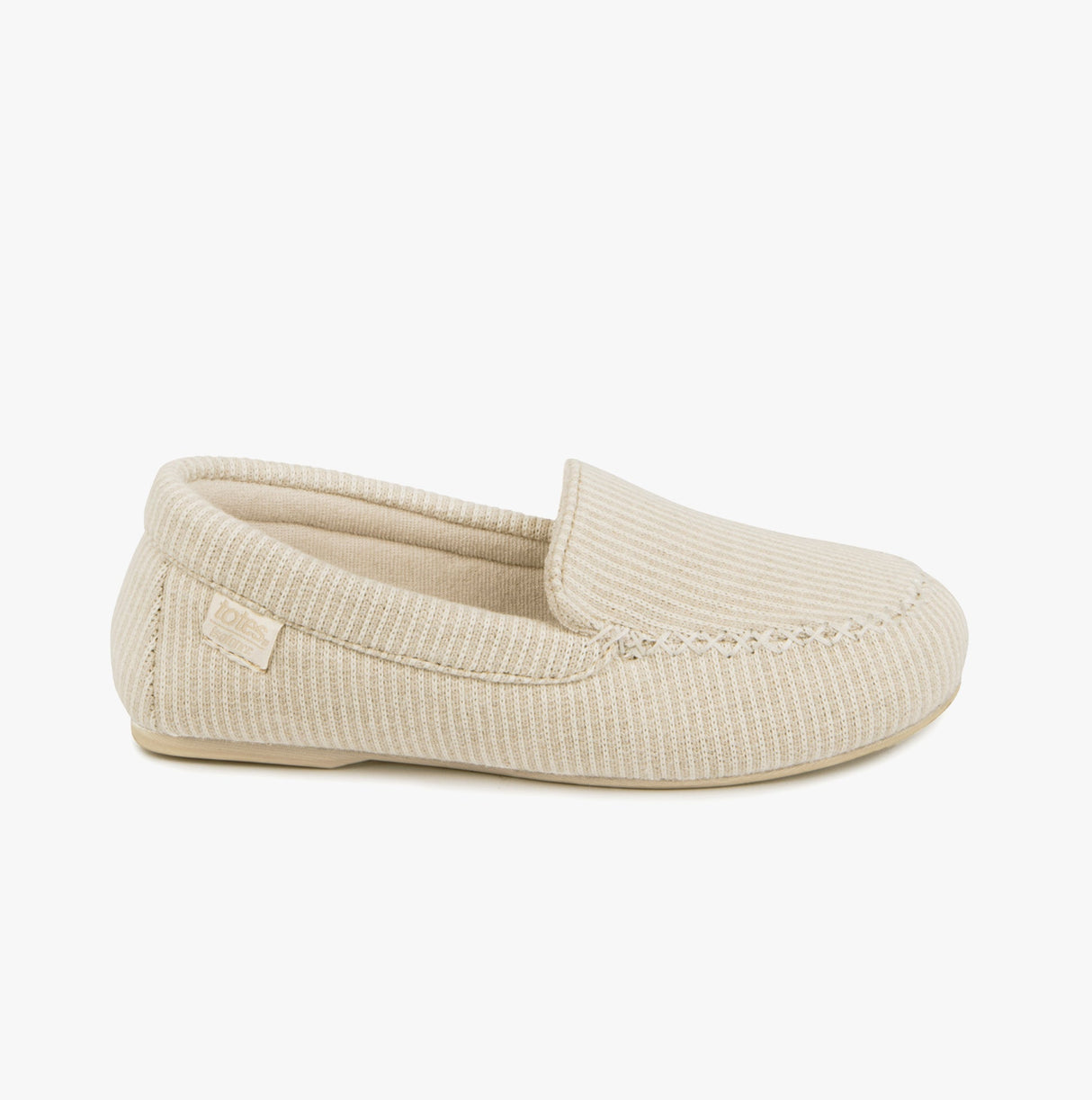 Totes Isotoner TEXTURED Womens Moccasin Slippers Beige