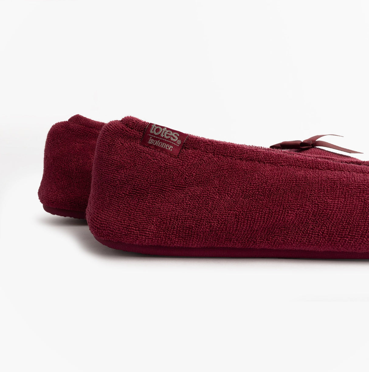Totes Isotoner STRETCH TERRY BOW Womens Ballerina Slippers Burgundy
