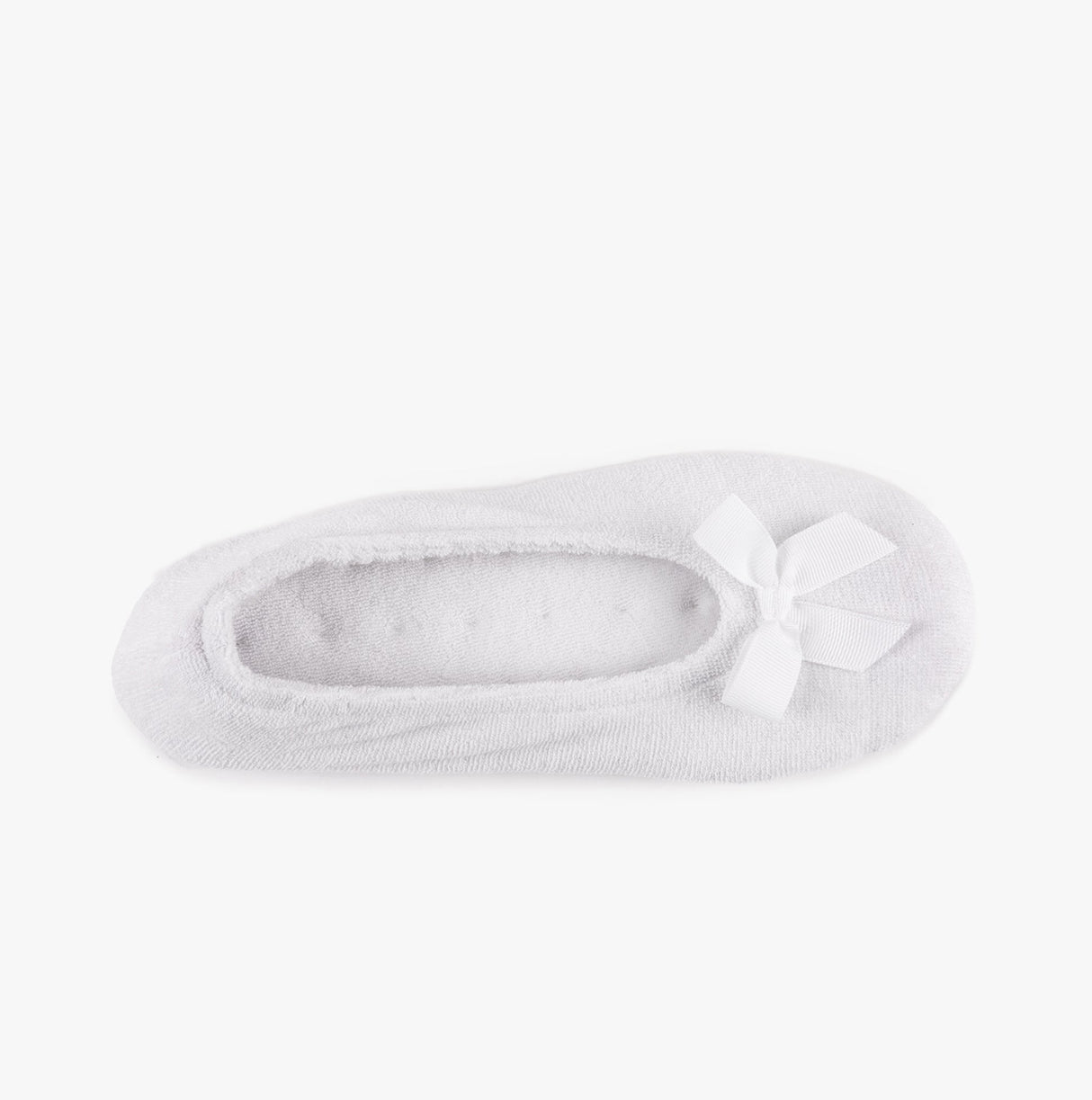 Totes Isotoner STRETCH TERRY BOW Womens Ballerina Slippers White