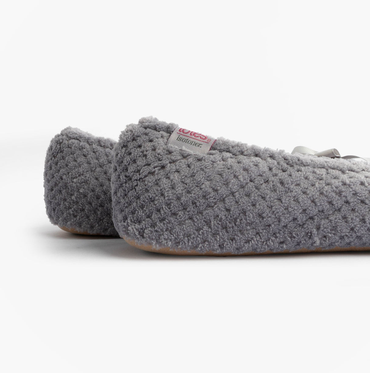 Totes Isotoner POPCORN BALLET Womens Ballerina Slippers Pale Grey