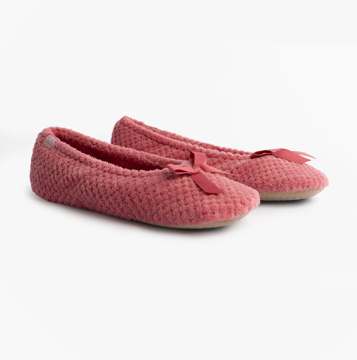 Totes Isotoner POPCORN BALLET Womens Ballerina Slippers Bright Pink