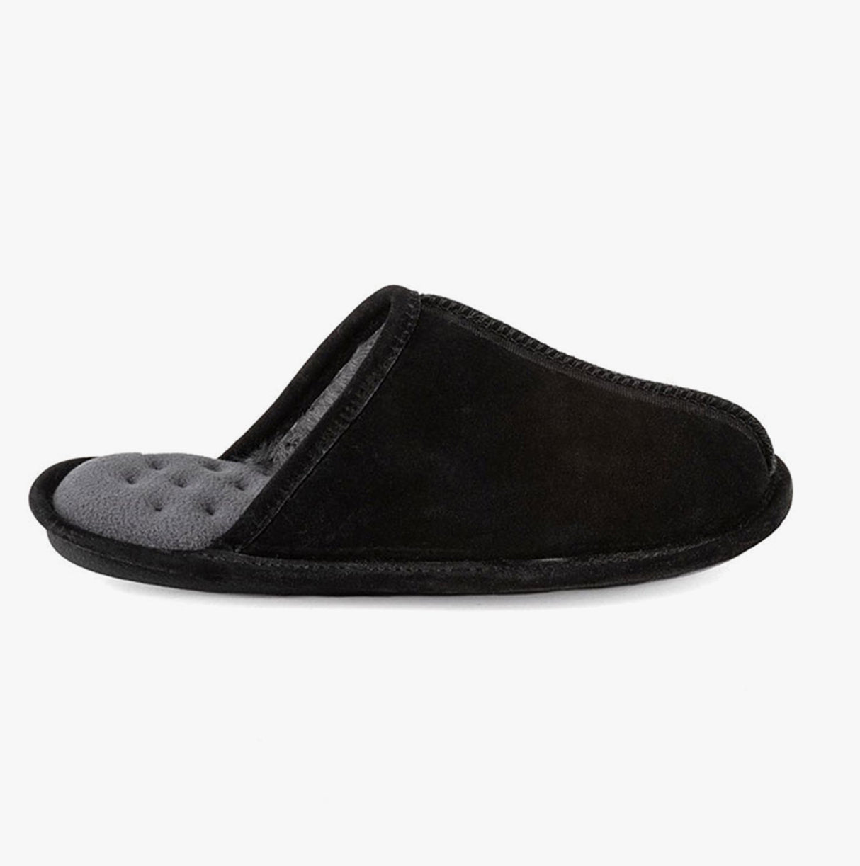 Totes Isotoner REAL SUEDE MULE Mens Memory Foam Slippers Black