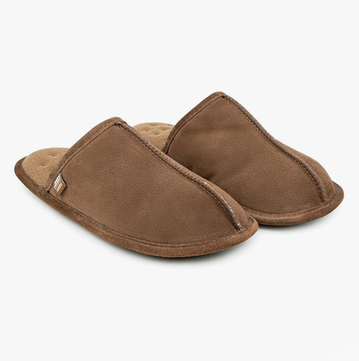Totes Isotoner REAL SUEDE MULE Mens Memory Foam Slippers Tan