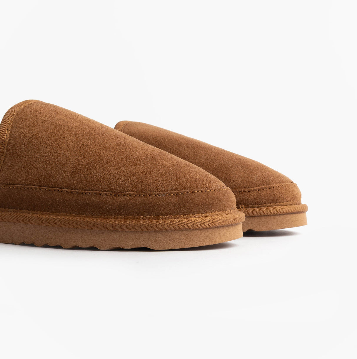 Totes Isotoner REAL SUEDE FULL BACK Mens Full Back Slippers Tan