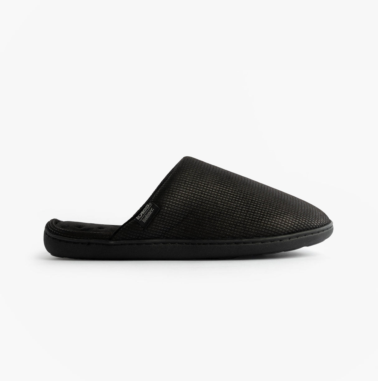 Totes Isotoner SQUARE PATTERNED SMART MULE Mens Mule Slippers Black