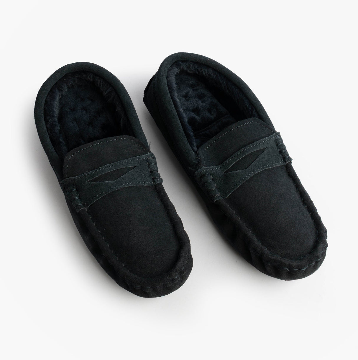 Totes Isotoner SUEDE CLASSIC Moccasin Slippers Mens Navy
