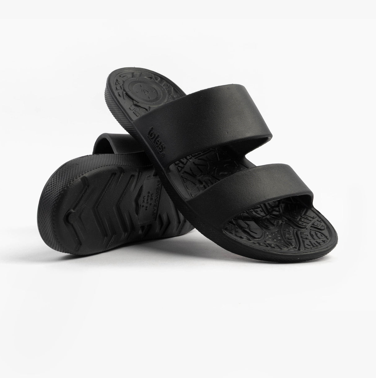 Totes Sol Bounce 0351FBLK Womens Double Strap Slides Black