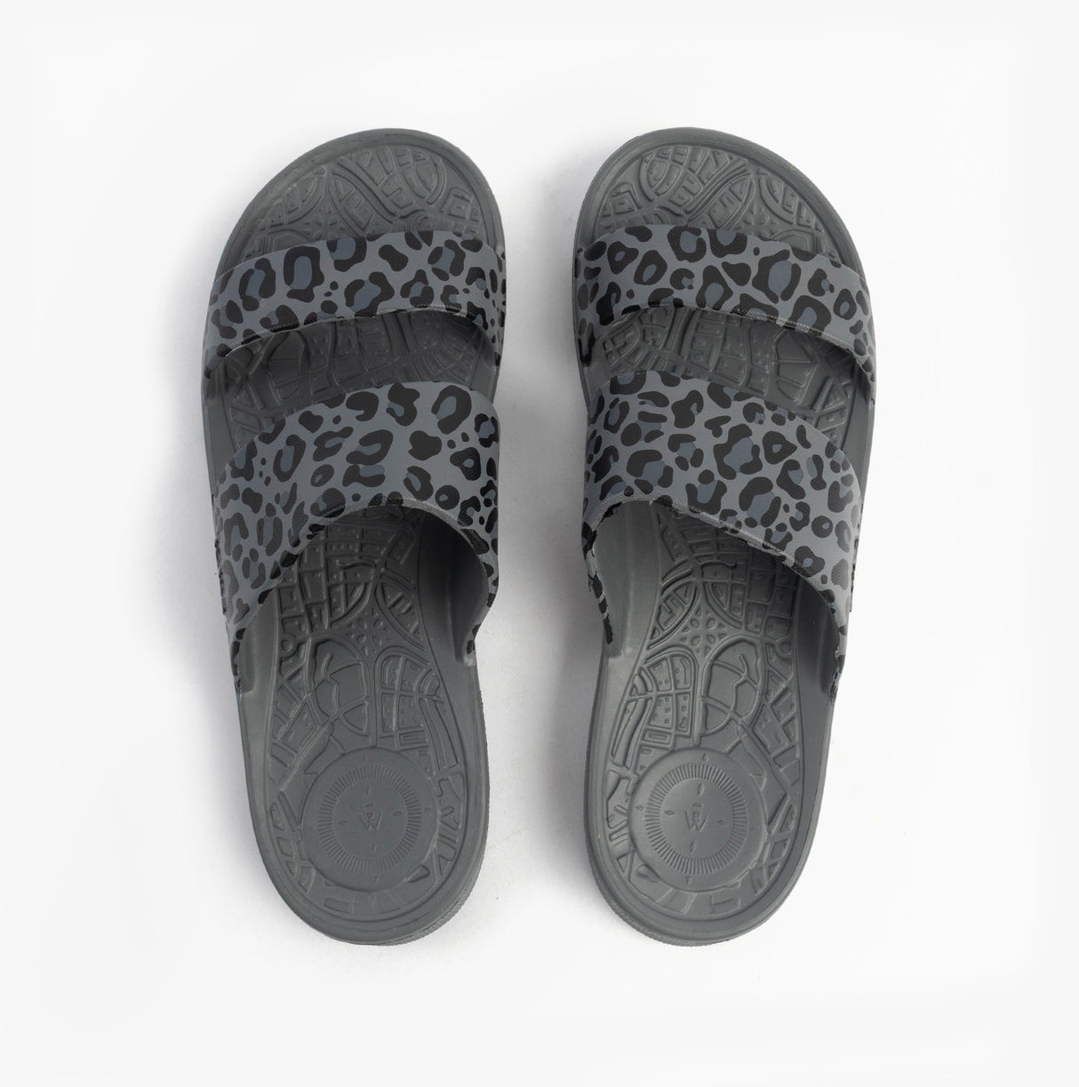 Totes Sol Bounce 0351FGLE Womens Double Strap Slides Grey Leopard