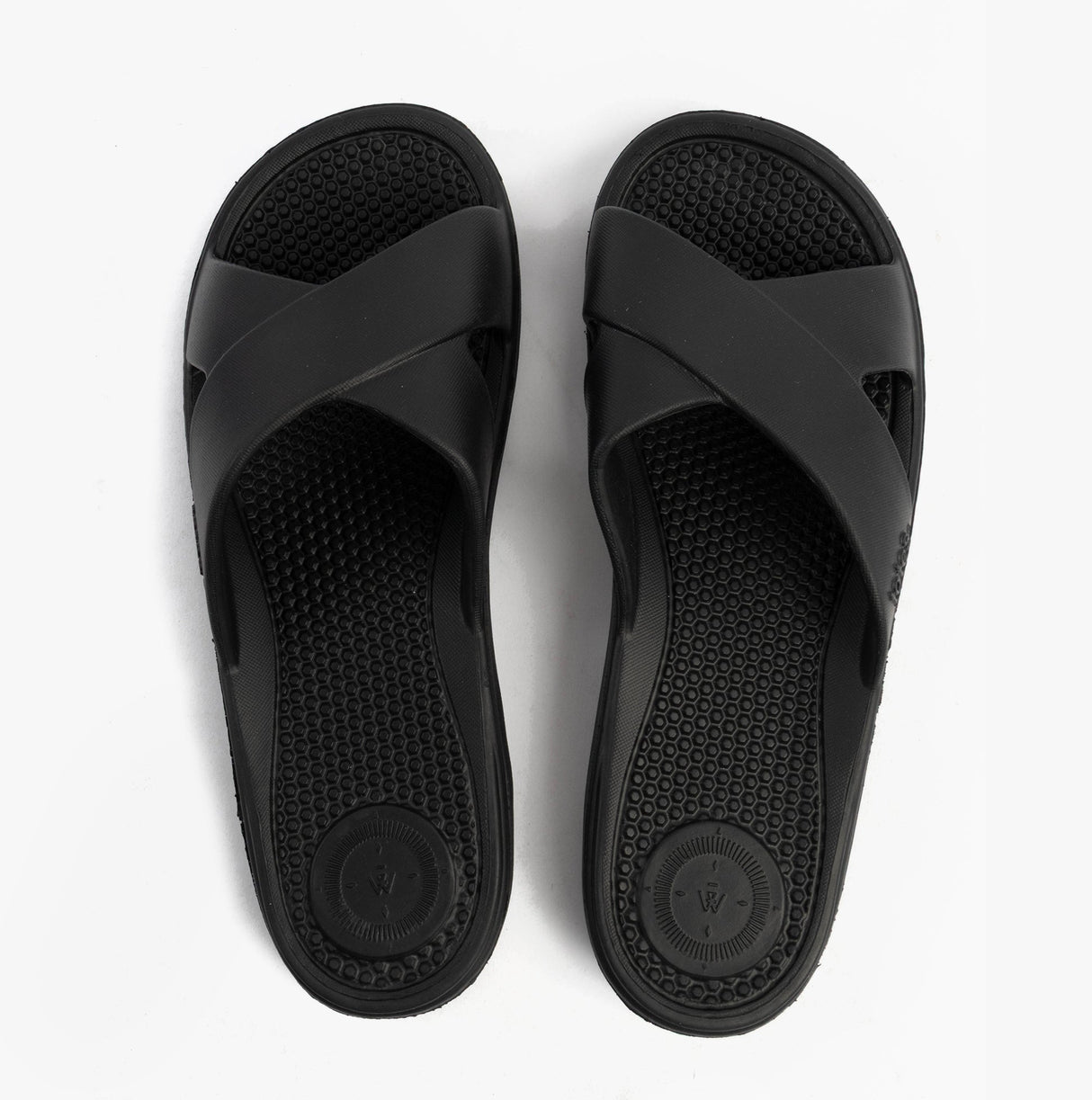 Totes Sol Bounce 0359FBLK Womens Cross Slides Black