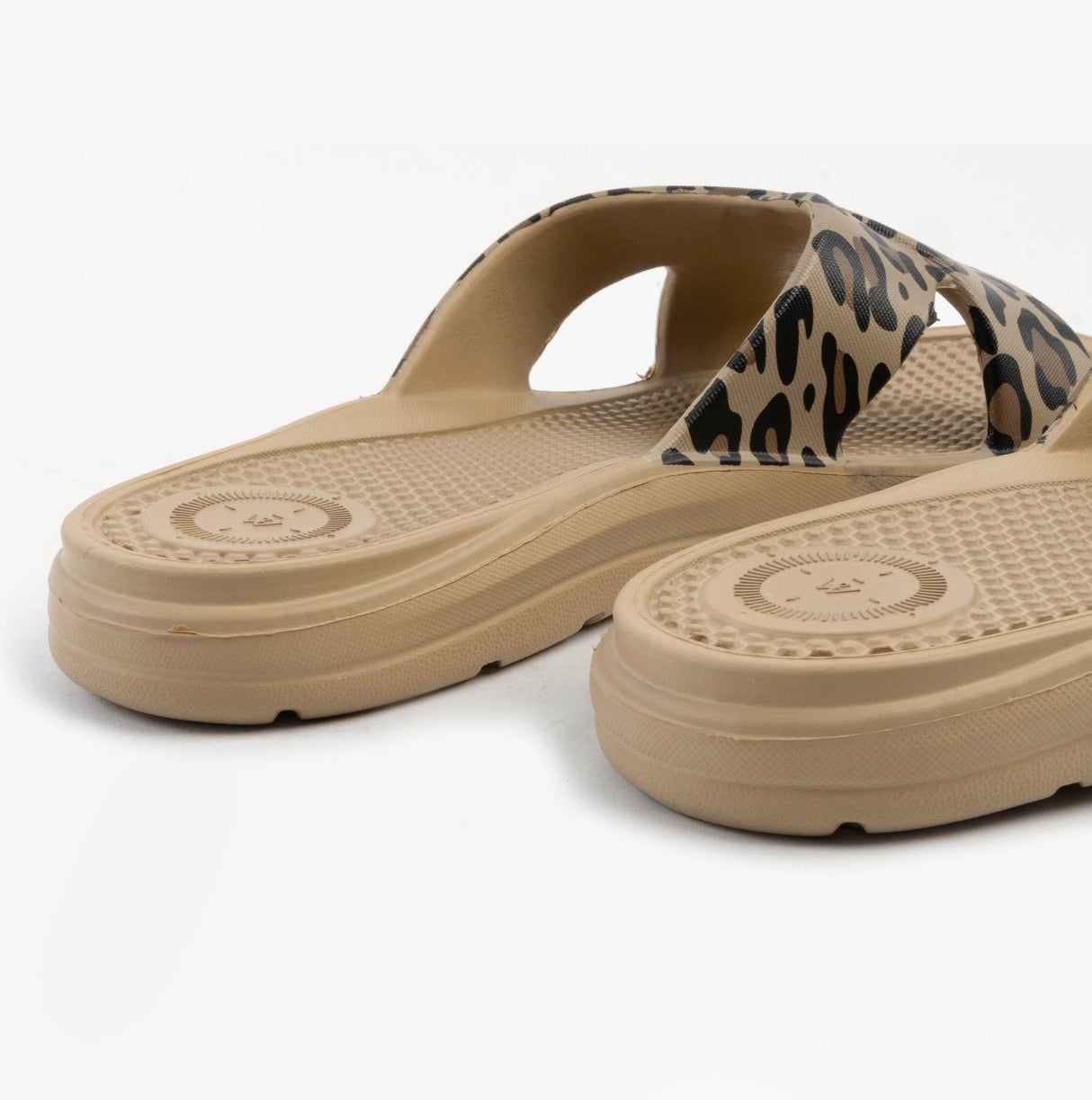 Totes Sol Bounce 0359FLEO Womens Cross Slides Natural Leopard