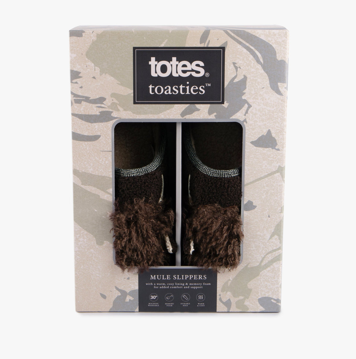 Totes Toasties NOVELTY APPLIQUE MULE Slippers Mens Brown