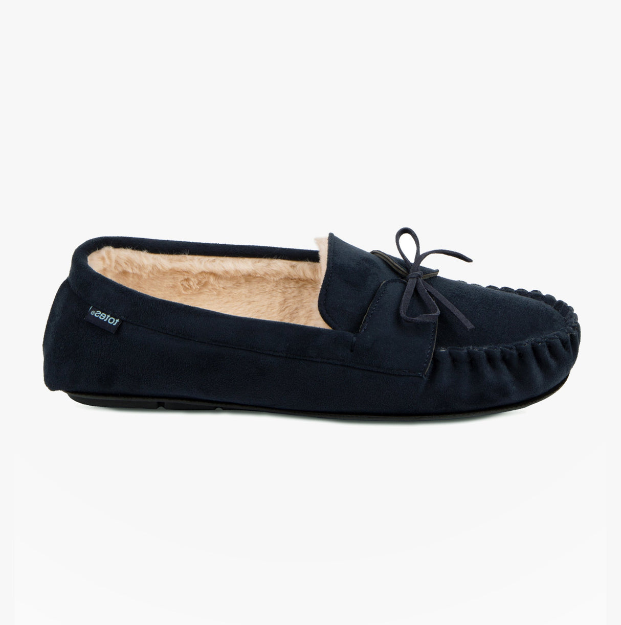 Totes Toasties SUEDETTE Moccasin Sippers Mens Navy