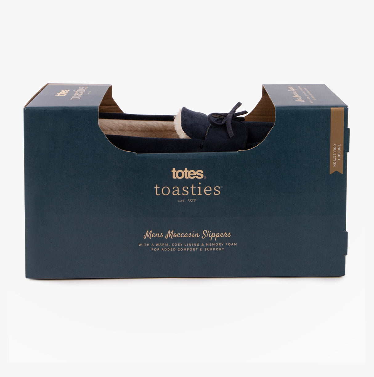Totes Toasties SUEDETTE Moccasin Sippers Mens Navy