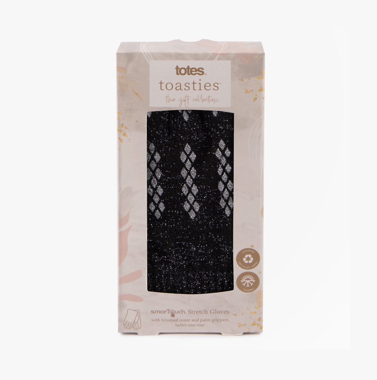 Totes Toasties STRETCH KNITTED SMARTOUCH GLOVES Womens Black Sparkle