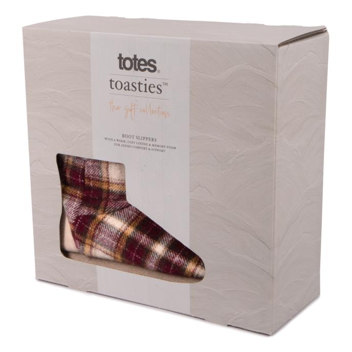 Totes Toasties TARTAN Womens Bootie Slippers Multi
