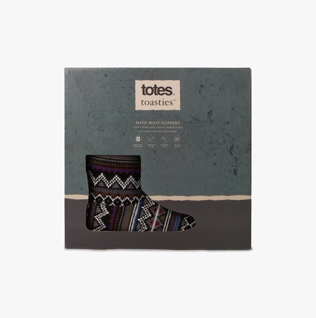 Totes Toasties FAIR ISLE BOOT Slippers Mens Multi