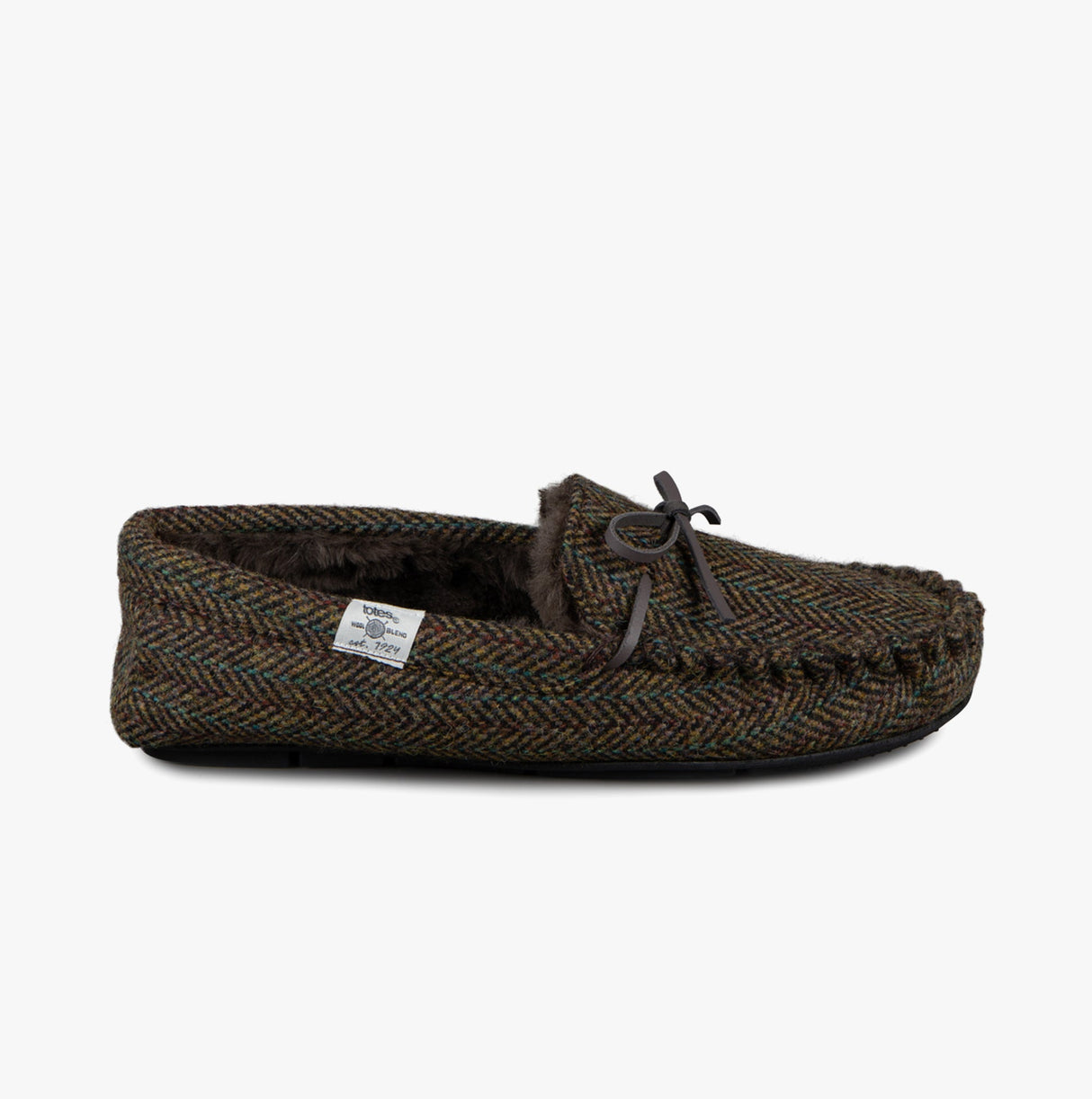 Totes Toasties WOVEN WOOL MIX MOCCASIN Slippers Mens Brown