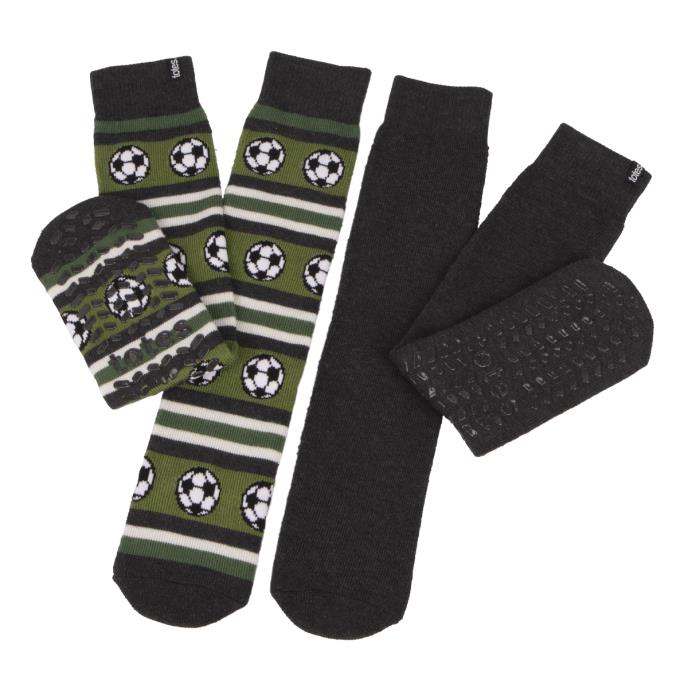 Totes Toasties ORIGINAL Mens Twin Pack Slipper Socks Football