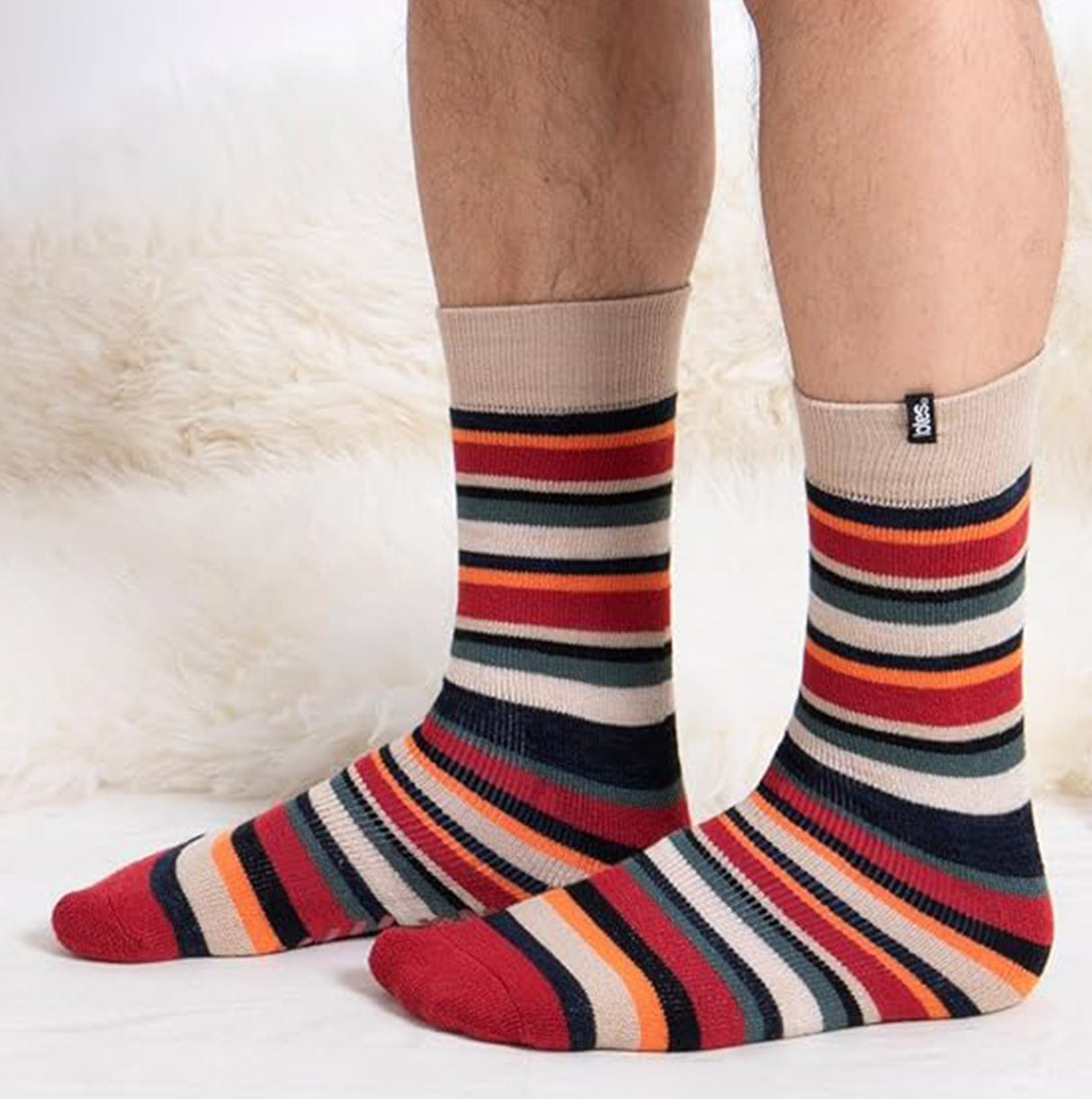 Totes Toasties ORIGINAL SLIPPER SOCKS (TWIN PACK) Mens Socks Campervan / Stripe