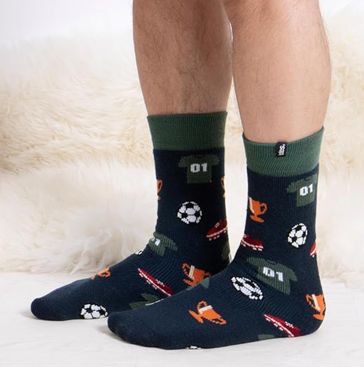 Totes Toasties ORIGINAL SLIPPER SOCKS (TWIN PACK) Mens Socks Football / Stripe