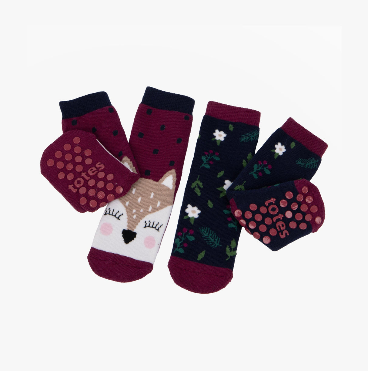 Totes Toasties ORIGINAL Slipper Socks (Twin Pack) Unisex Kids Socks Deer