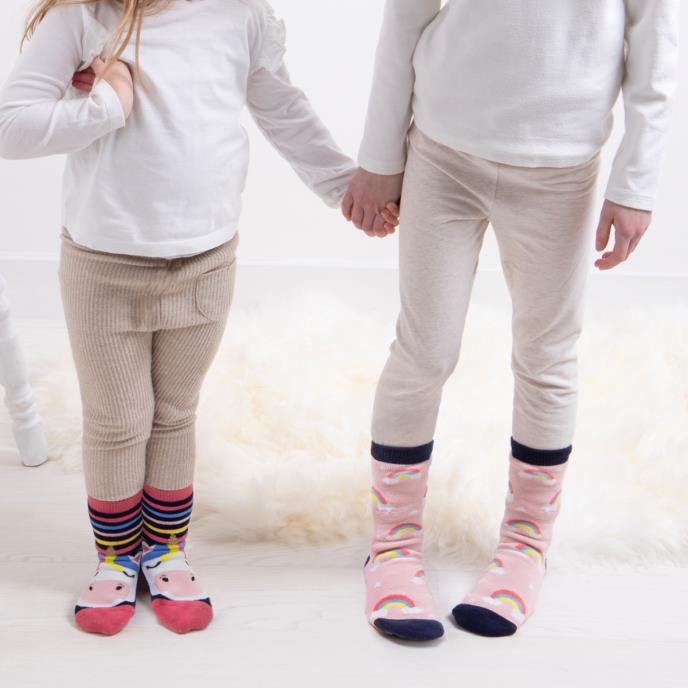 Totes Toasties ORIGINAL Slipper Socks (Twin Pack) Unisex Kids Socks Unicorn