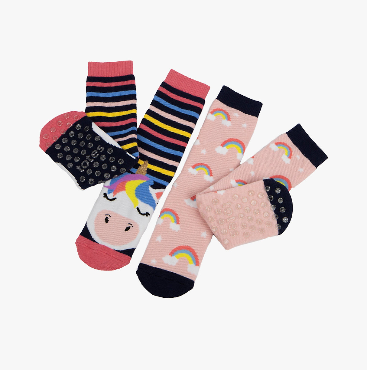 Totes Toasties ORIGINAL Slipper Socks (Twin Pack) Unisex Kids Socks Unicorn