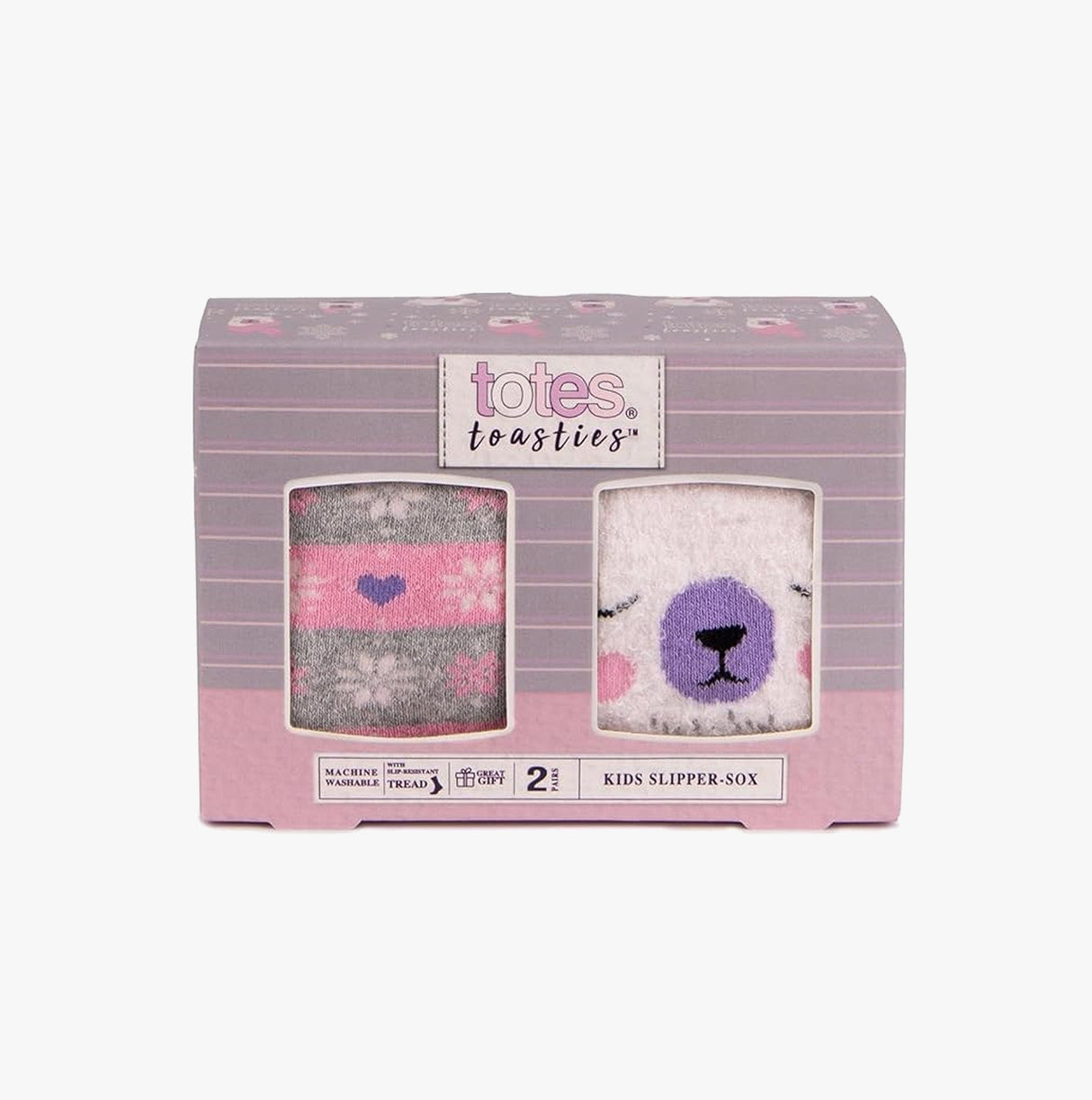 Totes Toasties ORIGINAL SLIPPER-SOX (Twin Pack) Kids Polar Bear/Fair Isle